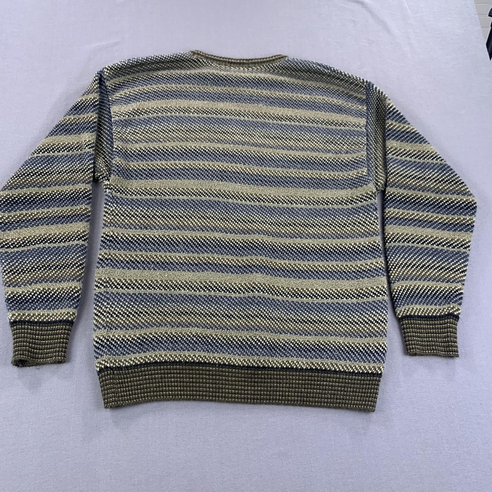 VINTAGE Puritan Sweaters Mens LG Lot of 2 Khaki Fair Isle Blue Stripe 90s Knit - Picture 16 of 16